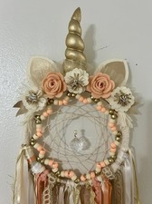 Large Handmade Dream Catcher -Unicorn - Pink/gold- Hanging - Can Be Customized