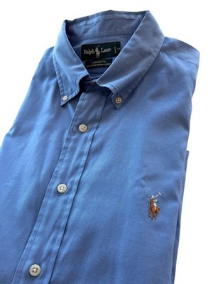 Ralph Lauren Yarmouth Vintage Mens 17/36 Blue LS Pinpoint Oxford