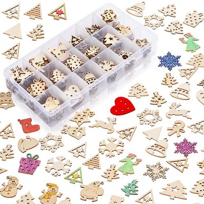 300 Pieces Unfinished Mini Wooden Christmas Ornaments DIY Wooden Christmas Or...