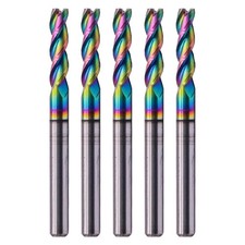 Solid Carbide End Mill 5Pcs, 1/8in - DLC Coated, 3 Flute, 37 Helix, 1/8" Cu...