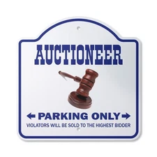 Auctioneer Plastic Novelty Sign Parking Gavel Auction Antique Jewelry