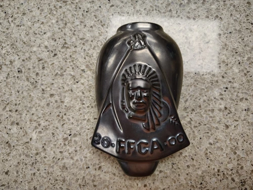 Frankoma Pottery Wall Vase 2000 FFCA Indian Embossed by Joniece Frank x2