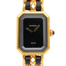 CHANEL Premiere M Wrist Watch Quartz Gold Plated Leather Belt H0001