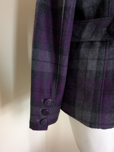 Vintage Y2K Whimsigoth Pea Coat Womens M Guess Purple Gray Goth Grunge Academia - Picture 13 of 18
