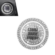 2 PCS Bling Push Start Button Decorative Ring Stickers, Sparkling Rhinestone Car