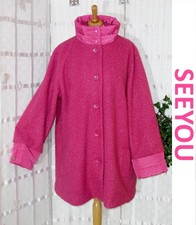 SEEYOU Designer BOUCLE Jacke PINK Outdoor Gr. 50 52 + Stoff Akzente Knopf Damen