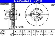 Lote de 2 Disco de freno ATE 24.0130-0202.1  para OE 43512-22260