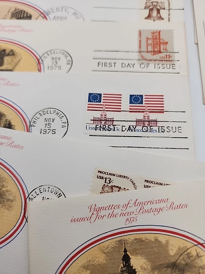 First Day Issue Cover Vignettes Americana 1975 76 Lot of 15 Patriotic Liberty - Image 3 of 4
