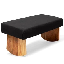 Waterglider Zen Black Acacia Wood Meditation Bench Seiza Stool - Ergonomic Yoga