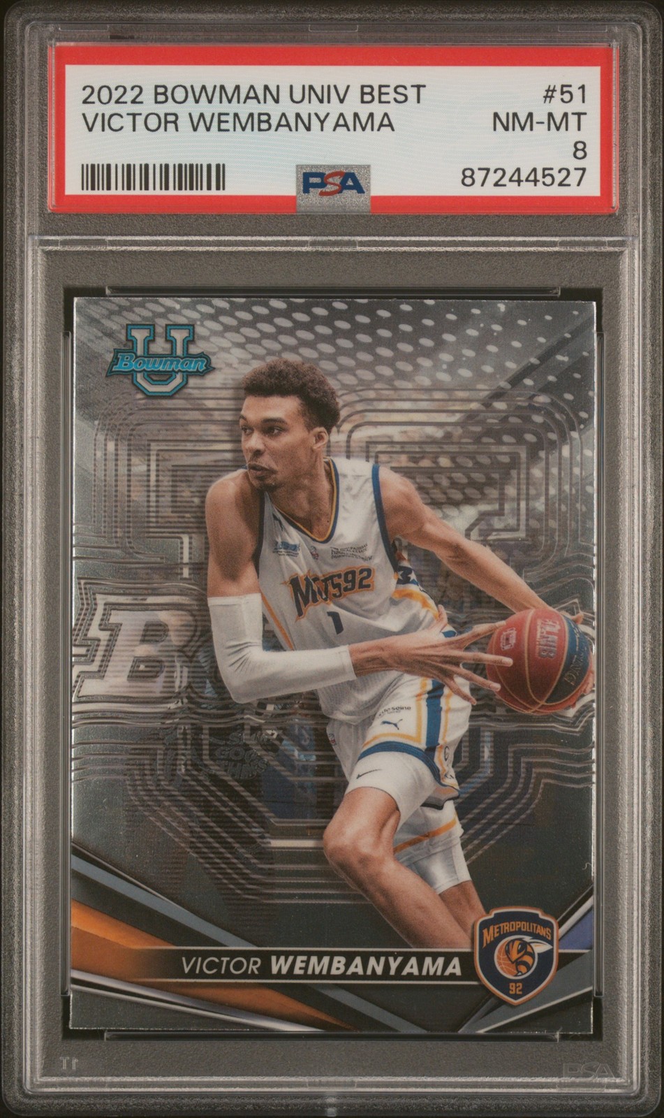 Victor Wembanyama 2022 Bowman University Best #51 PSA 8