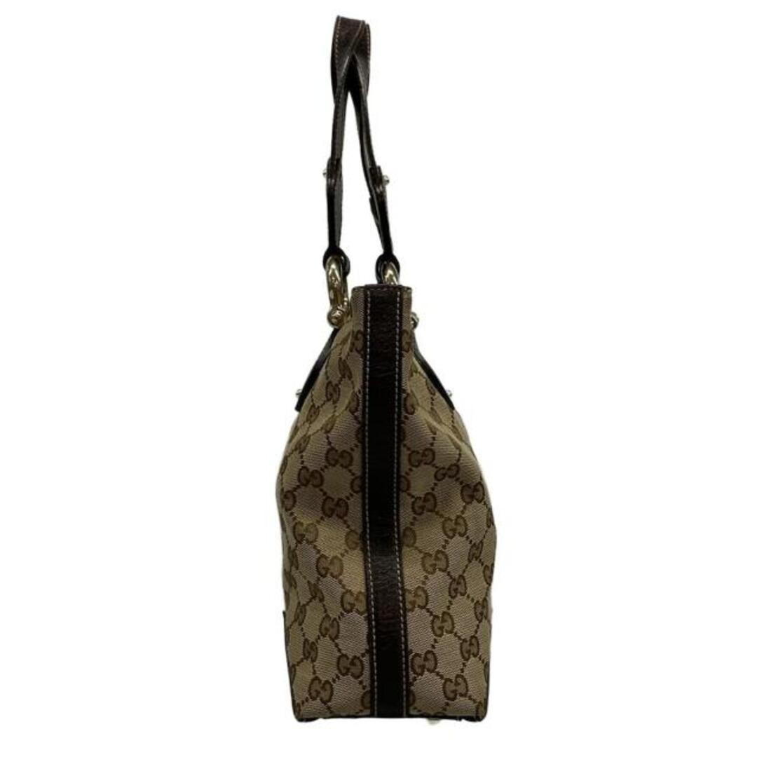Gucci GG Pattern Tote Bag Dark Brown Beige Leather Used 25x32cm thumbnail 3