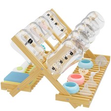 DSVENROLY Baby Bottle Drying Rack Foldable Vertical Milk Bottle and Accessori...