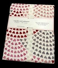 Cupcakes Cashmere Pink, Red, Silver Valentine Hearts Tablecloth 60 x 104 NWT