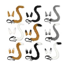 Cat Ears and Tail Set Cosplay Decoration Cat Long Tail for Birthday Fancy Dress
