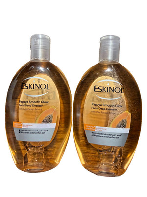 Eskinol Papaya Smooth Glow Facial Deep Cleanser 225ml (Lot of 2) NEW FREE SHIP