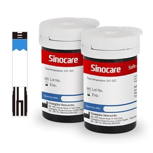 Sinocare Tiras Sangre Prueba, 50 x Tiras Sin Lancetas, para Safe AQ Smart/Voice