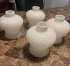 Set of 5 Vintage Milk Glass Hobnail Hurricane Lamp Replacement Globe 1.5"