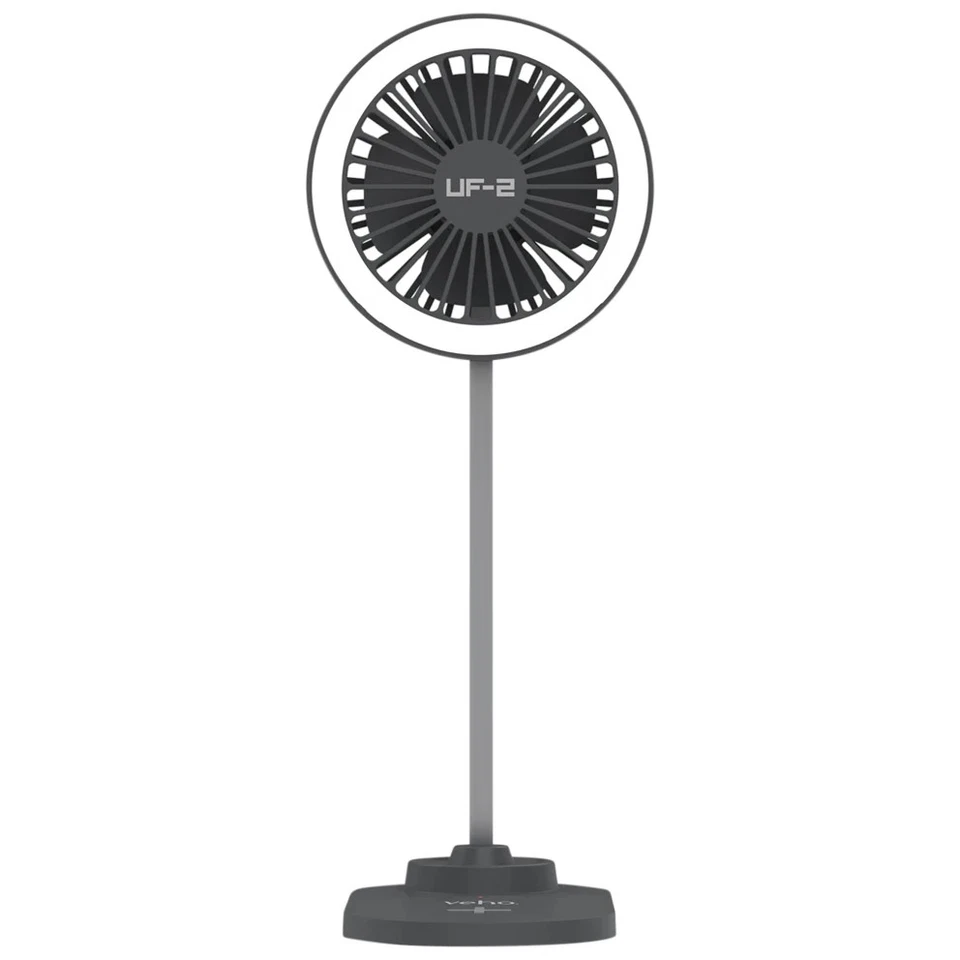 Ventilador de escritorio Veho™ 3 en 1, cargador QI 15W y anillo de luz LED: ventilador y cargador de 3 velocidades Foto 3 de 4
