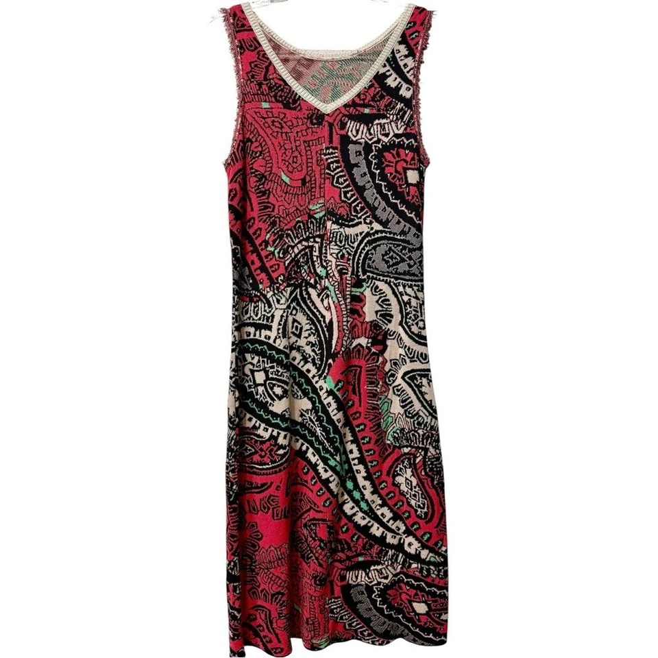 Vestido Suéter Tejido Aldomartins Anthropologie Rosa/Turquesa Paisley $278 Talla 8 Foto 2 de 4