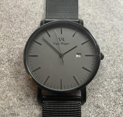 Vigor Rigger Men's Quartz Watch 41mm Black Stainless Steel Case Band & Dial A20