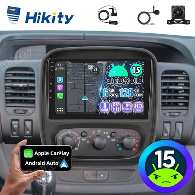 6+128GB 8-Core CarPlay FM GPS Android15 Autoradio Für Opel Vivaro B Renault DAB+ - Bild 1 von 4