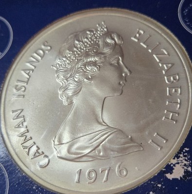Cayman Islands 1976 $50 Sterling Silver Coin Six Sovereign Queens England