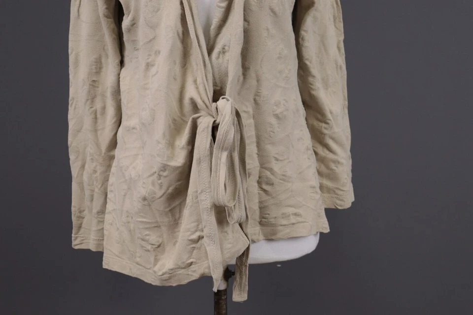 Cárdigan Suéter Gudrun Sjoden Beige Floral Lagelook Cordón Envoltura Talla L Foto 3 de 4