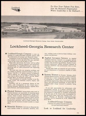 1964 Lockheed Georgia Company Atlanta Research Center Model Vintage Print Ad