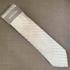 Michael Kors Men's Classic Neck Tie Silver Paisley Geo Silk Blend MSRP 69.50