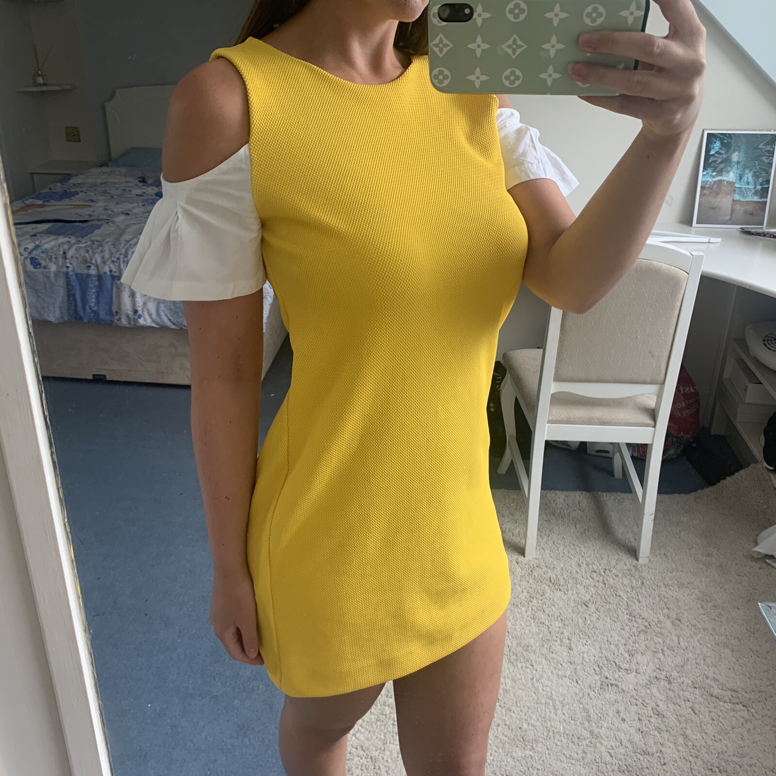 zara yellow frill dress