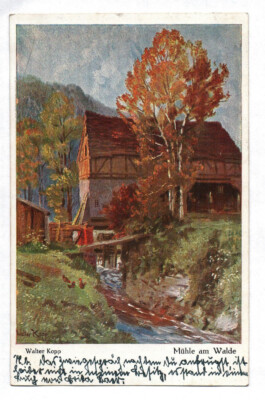 Postcard Walter Kopp artist card Mill in the Forest 1921