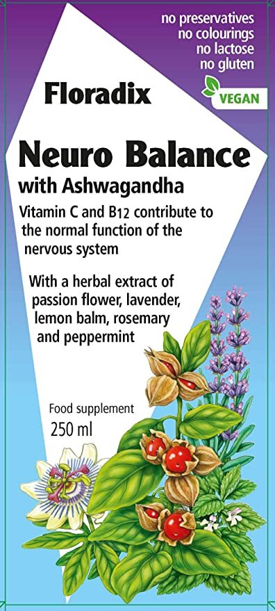 Floradix neuro balance con ashwagandha vitamina C y B12 con extracto de hierbas 250 ml