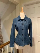 Mondi Blue Jean Jacket Detachable Faux Fur Collar Size 38/8