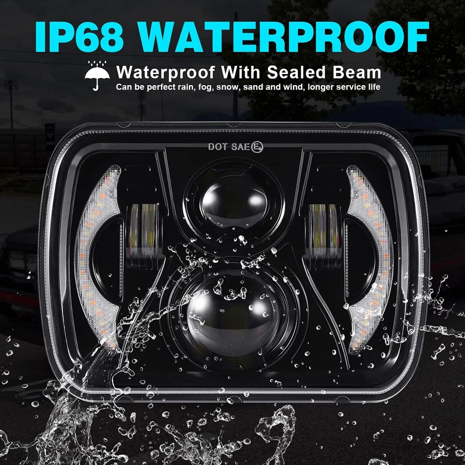 Pair DOT 7X6" LED Headlights Hi/Lo DRL Beam fit GMC C1500 C2500 C3500 1979-1986 - Image 3 of 4