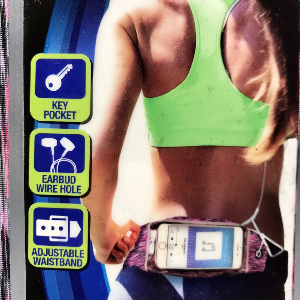 Soporte para teléfono inteligente con cintura activa PRO Strength con bolsillo para llaves y orificio de cable para auriculares Foto 2 de 4