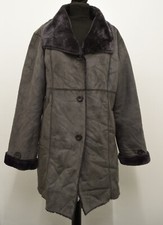 Jt1171 Gabrielle Vicenga Women's Grey Faux Suede Coat Jacket Size 16/18 Uk