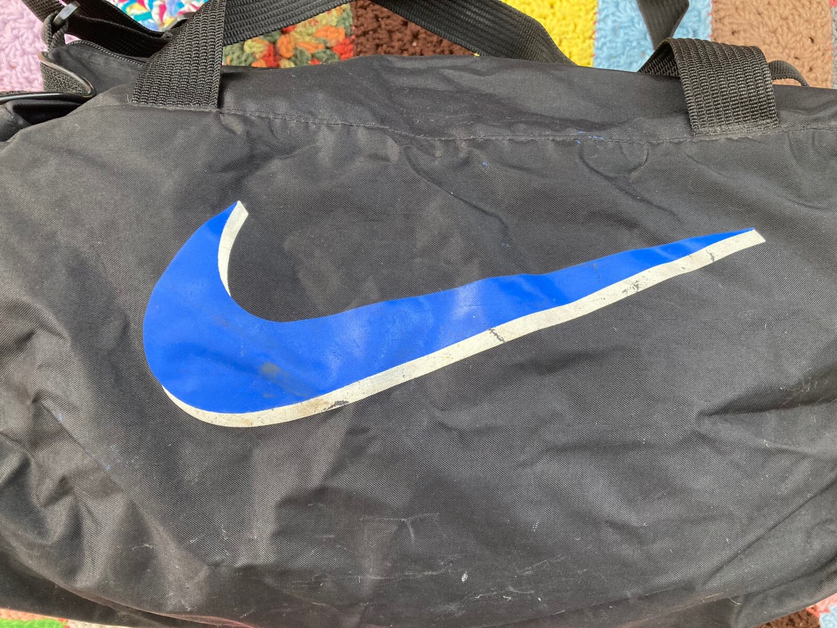 VINTAGE Nike Bag Gym Workout Duffel Duffle Bag Black Blue