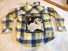 Upcycled Repurposed Shirt Ruff Hewn Size 6 Pup Car Applique Unisex