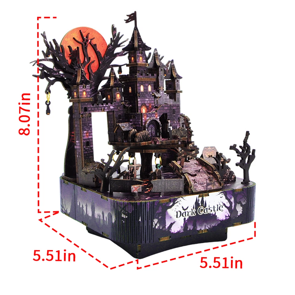 Vampire Manor Dynamic Music Box 3D DIY Wooden Puzzle for Adult Halloween Gifts - Image 3 of 4