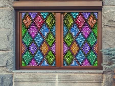 3D Pattern 147NAO Window Film Print Sticker Cling Stained Glass UV Block Fay