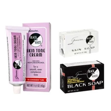 BLACK AND WHITE Skin Soap 3.5oz, Black Soap 6.1oz , Skin Tone Cream 1.5oz Set