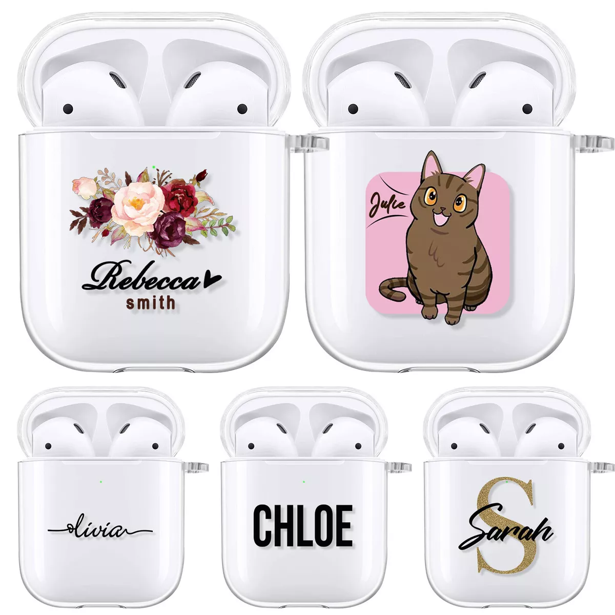 For Apple Earpods 1 2 3 Pro Custom Personalised Name AirPods Case Clear  Cover