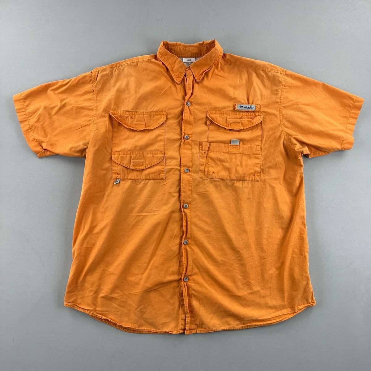 Orange columbia fishing shirt cheap