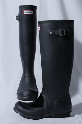 Hunter Original Tall Black Matte Waterproof Rain Boots US (5M/6F)