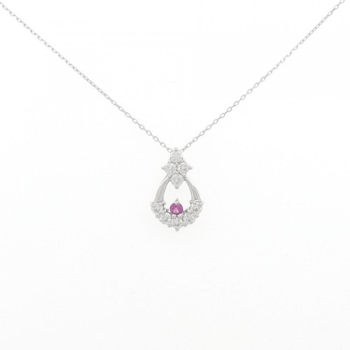 Authentic K18WG Ruby Necklace 0.04CT #270-003-959-3143