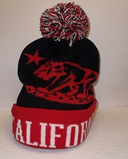 California Knit Cap Snow Winter Hat Toboggan Knit Beanie Warm Bear