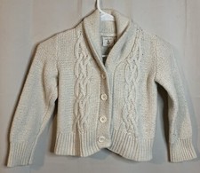 Lands' End Kids Size 6X - White Long Sleeve Button Down Sweater CP