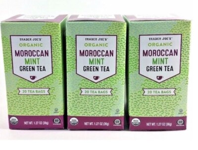 Trader Joe's Organic Moroccan Mint Green Tea 20 tea bags (Pack 3) 9/2025