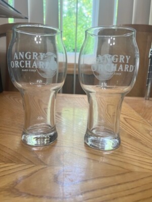 LOT OF TWO ANGRY ORCHARD HARD CIDER APPLE SHAPED PINT GLASSES