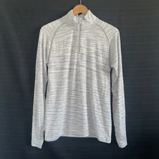 All in Motion womens gray verigated mock neck 1/4 zip long sleeve pullover S